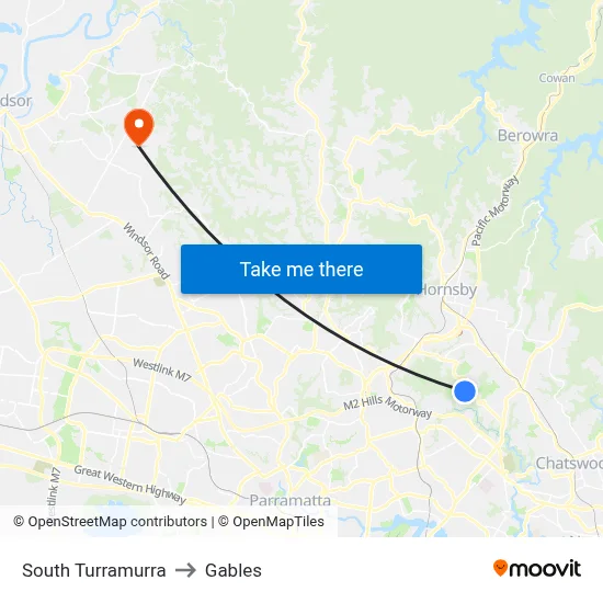 South Turramurra to Gables map