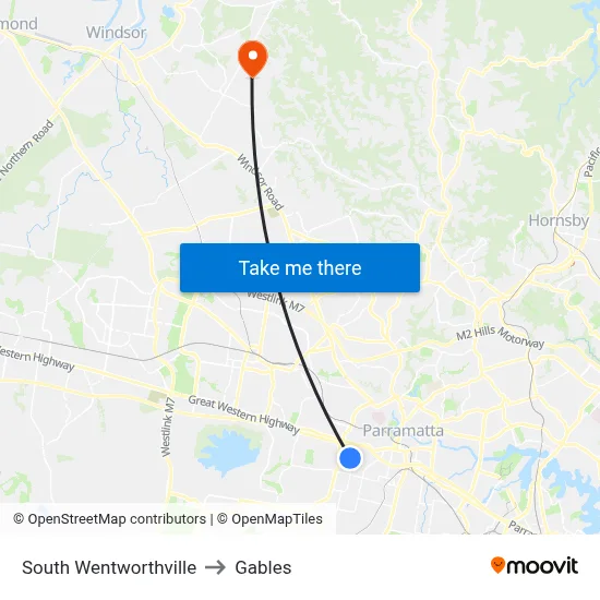 South Wentworthville to Gables map