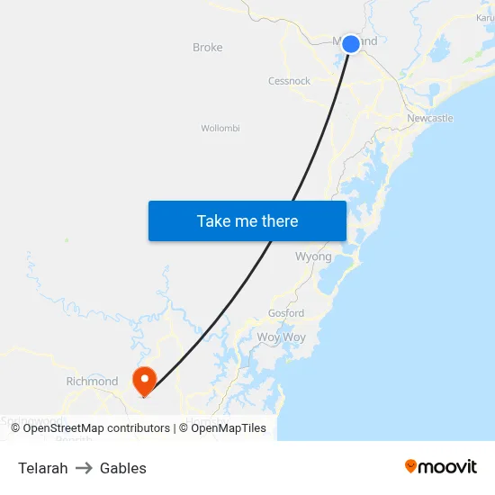 Telarah to Gables map