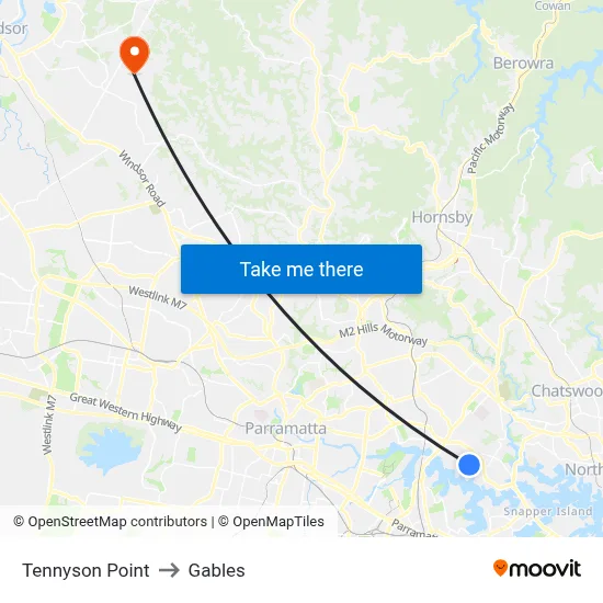 Tennyson Point to Gables map