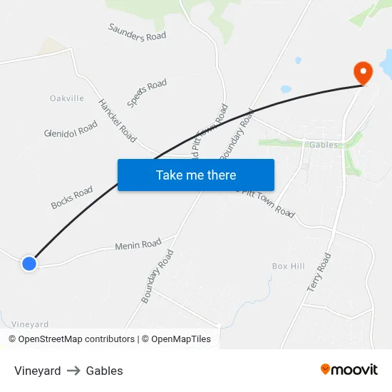Vineyard to Gables map