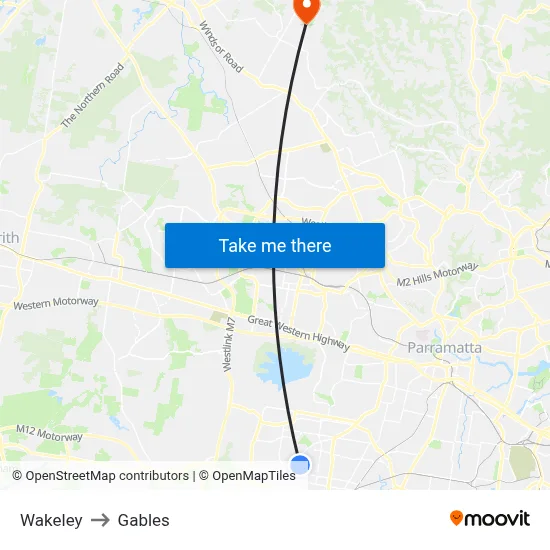 Wakeley to Gables map