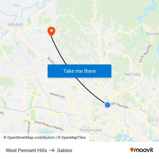 West Pennant Hills to Gables map