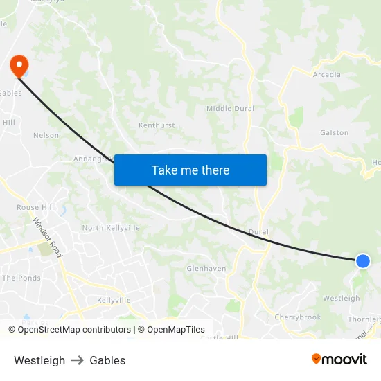Westleigh to Gables map