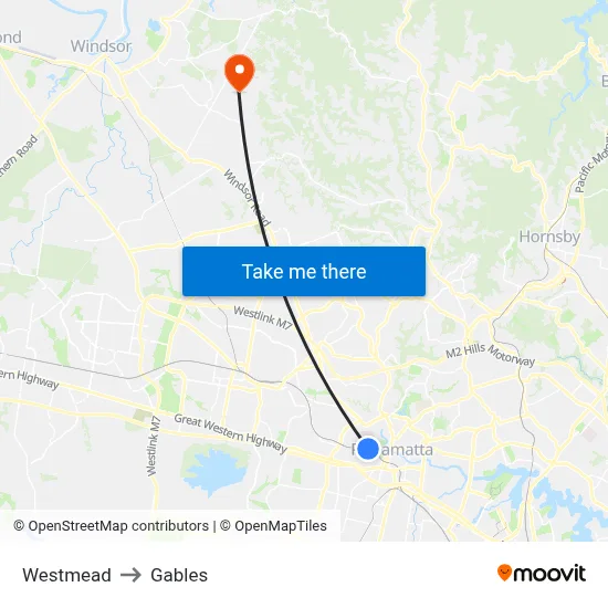 Westmead to Gables map
