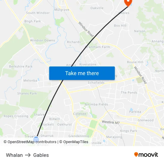Whalan to Gables map