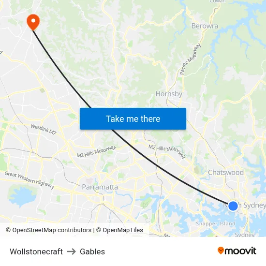 Wollstonecraft to Gables map