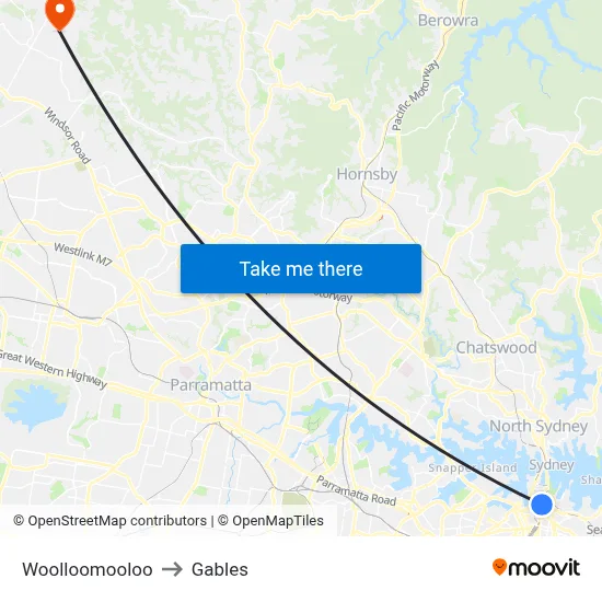 Woolloomooloo to Gables map