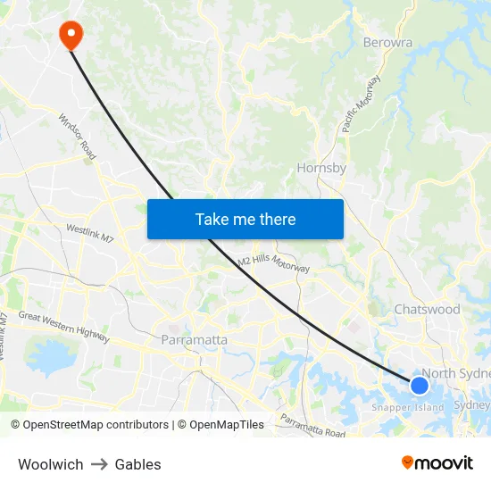Woolwich to Gables map