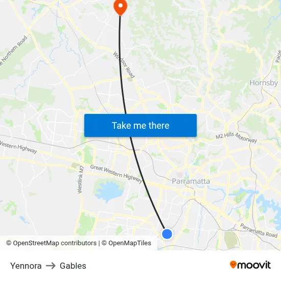 Yennora to Gables map