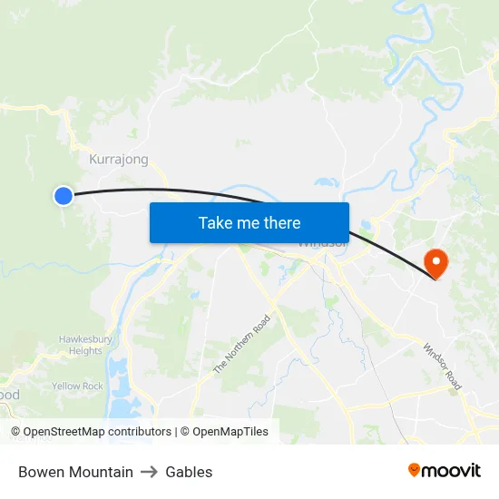 Bowen Mountain to Gables map