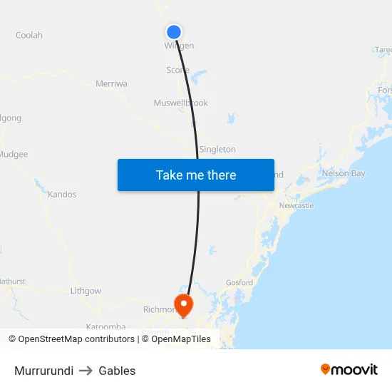 Murrurundi to Gables map