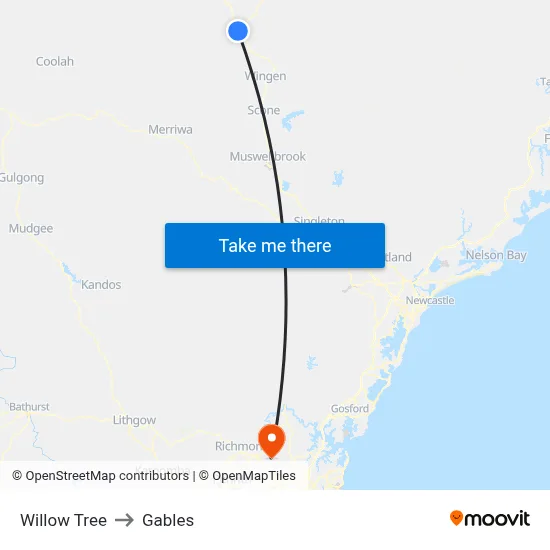 Willow Tree to Gables map