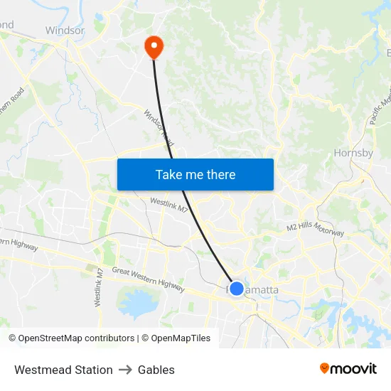 Westmead Station to Gables map