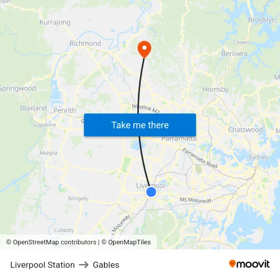 Liverpool Station to Gables map