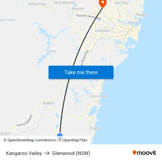 Kangaroo Valley to Glenwood (NSW) map