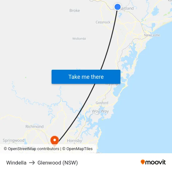 Windella to Glenwood (NSW) map