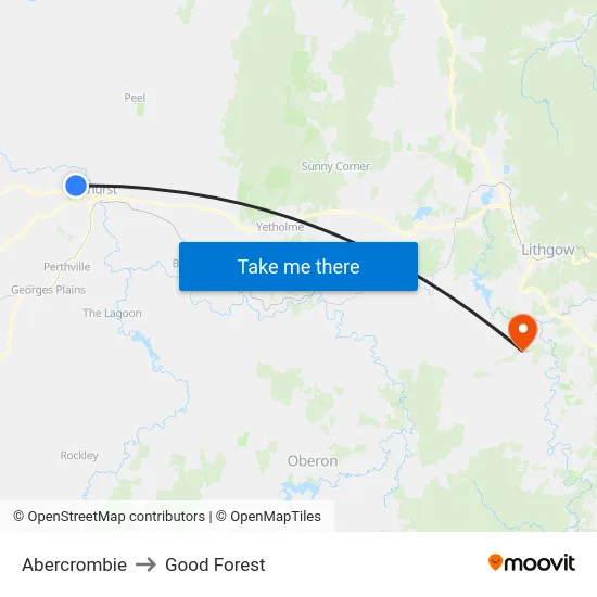 Abercrombie to Good Forest map