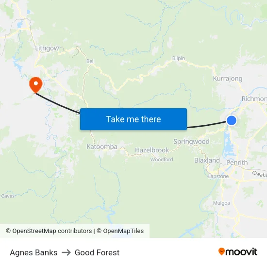 Agnes Banks to Good Forest map