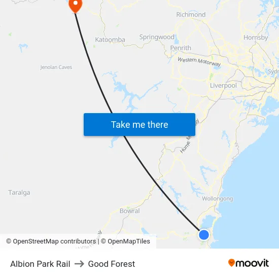 Albion Park Rail to Good Forest map