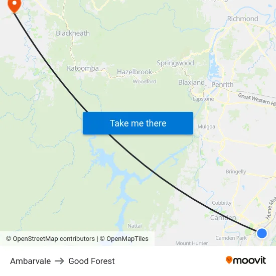 Ambarvale to Good Forest map