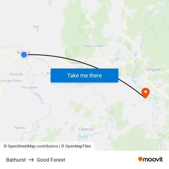 Bathurst to Good Forest map