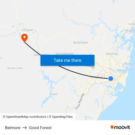Belmore to Good Forest map