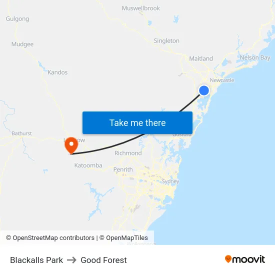 Blackalls Park to Good Forest map