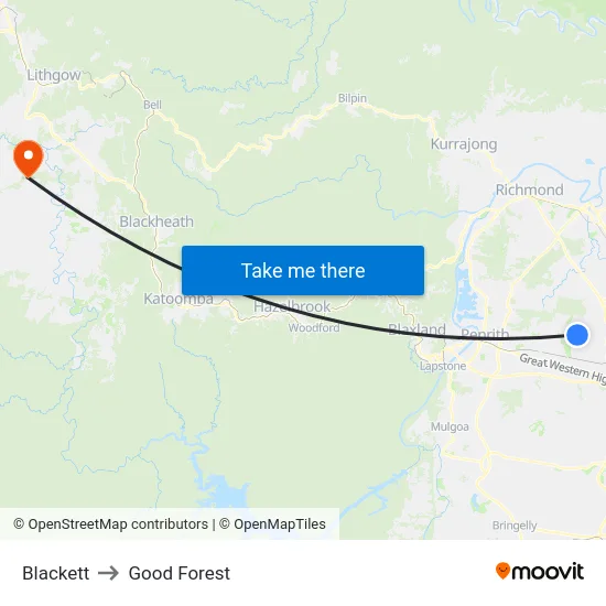 Blackett to Good Forest map