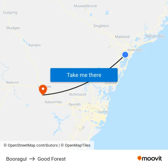 Booragul to Good Forest map