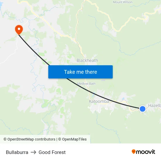 Bullaburra to Good Forest map