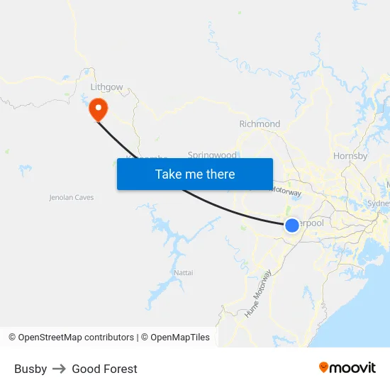 Busby to Good Forest map