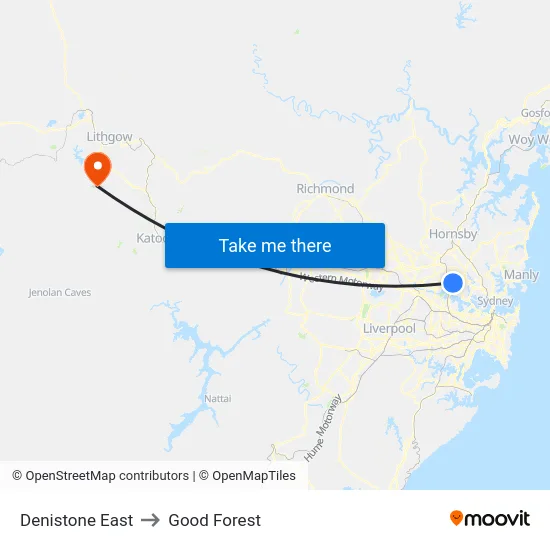 Denistone East to Good Forest map