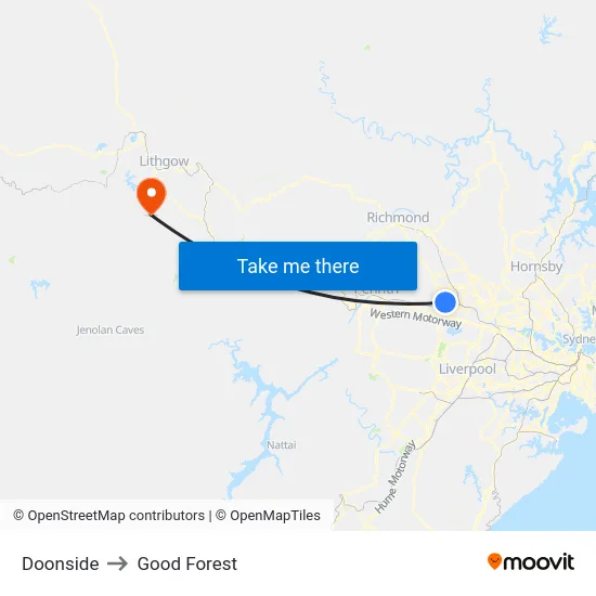 Doonside to Good Forest map