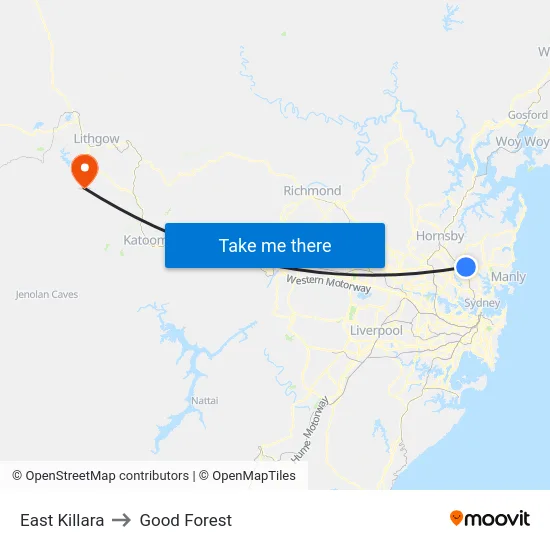 East Killara to Good Forest map