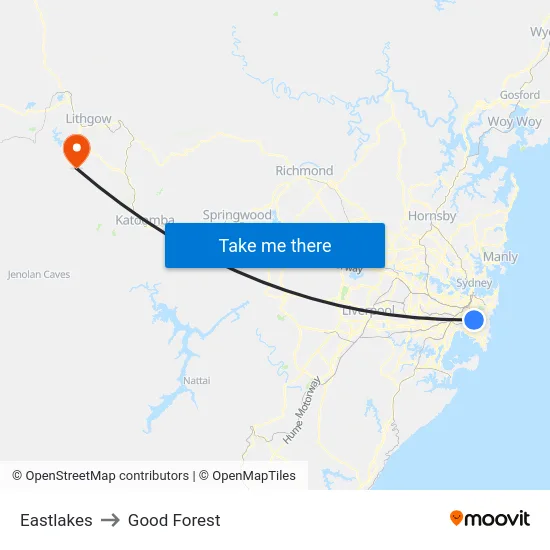 Eastlakes to Good Forest map