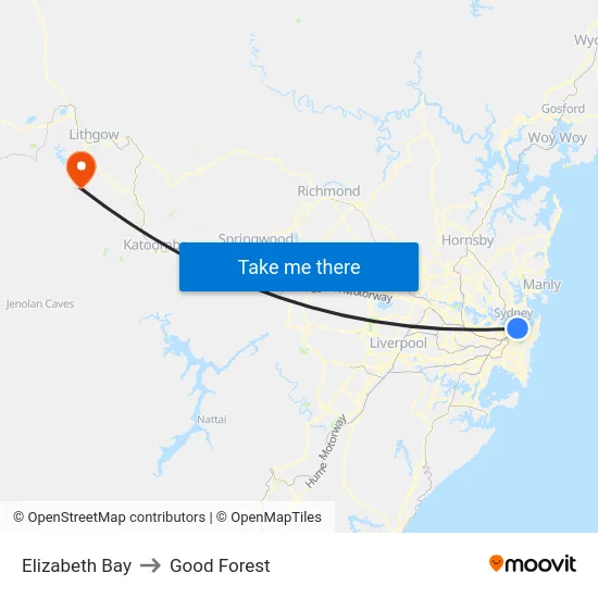 Elizabeth Bay to Good Forest map