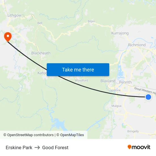 Erskine Park to Good Forest map