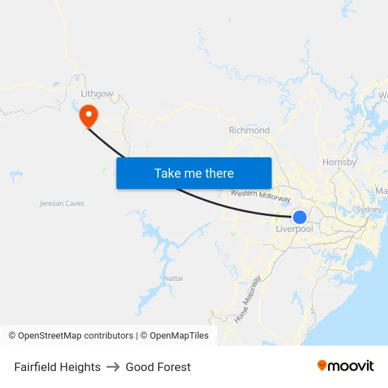 Fairfield Heights to Good Forest map