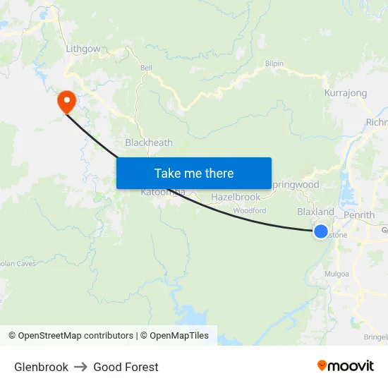 Glenbrook to Good Forest map
