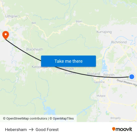 Hebersham to Good Forest map