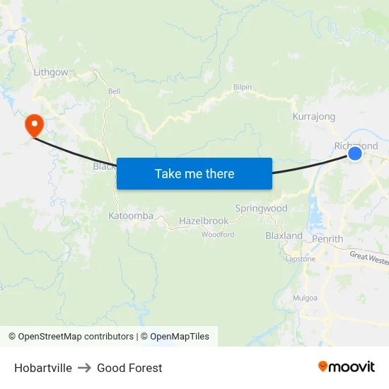 Hobartville to Good Forest map