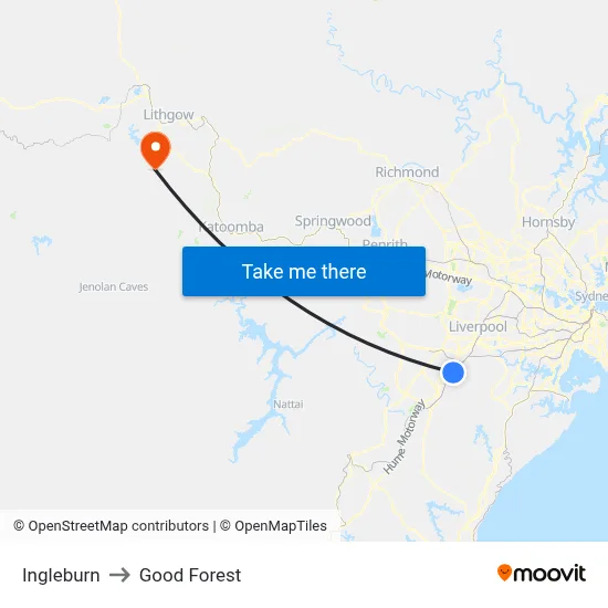 Ingleburn to Good Forest map
