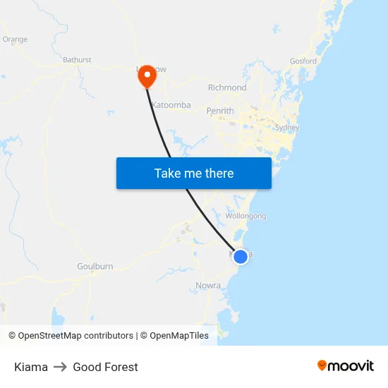 Kiama to Good Forest map