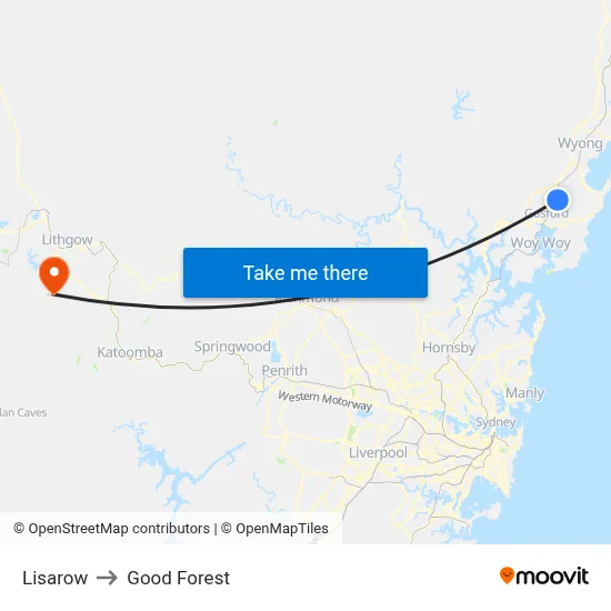 Lisarow to Good Forest map