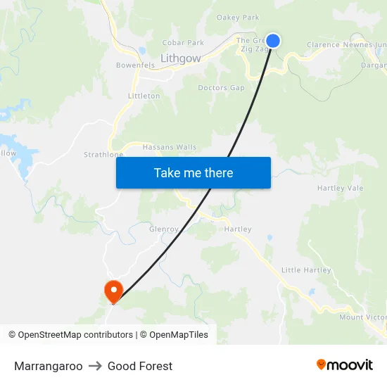 Marrangaroo to Good Forest map