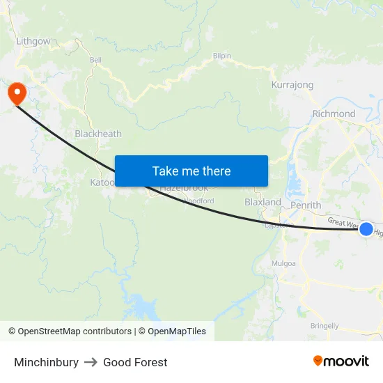 Minchinbury to Good Forest map