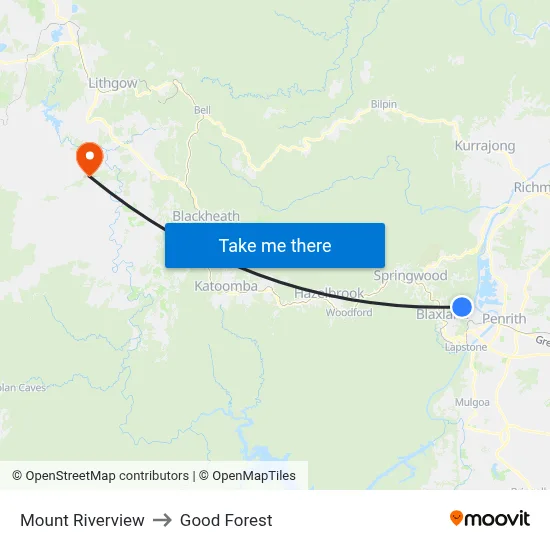 Mount Riverview to Good Forest map