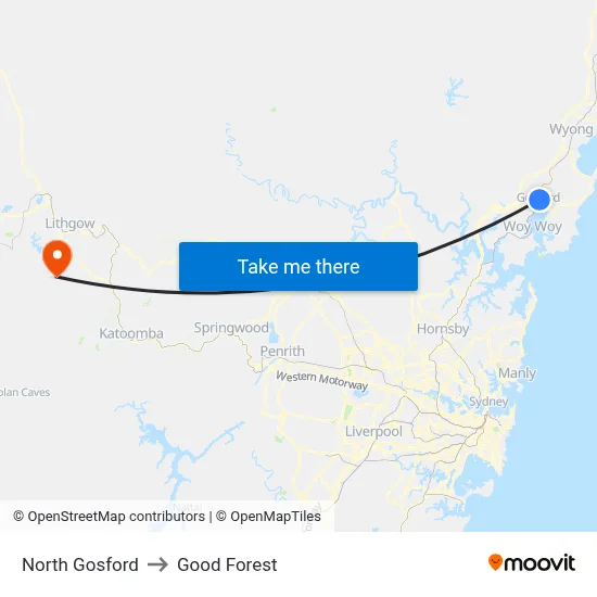 North Gosford to Good Forest map