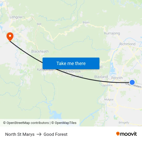 North St Marys to Good Forest map